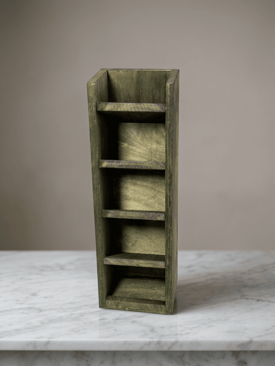 Wooden Desk Organiser Vertical Desktop Stand with 5 Shelves — alternate view