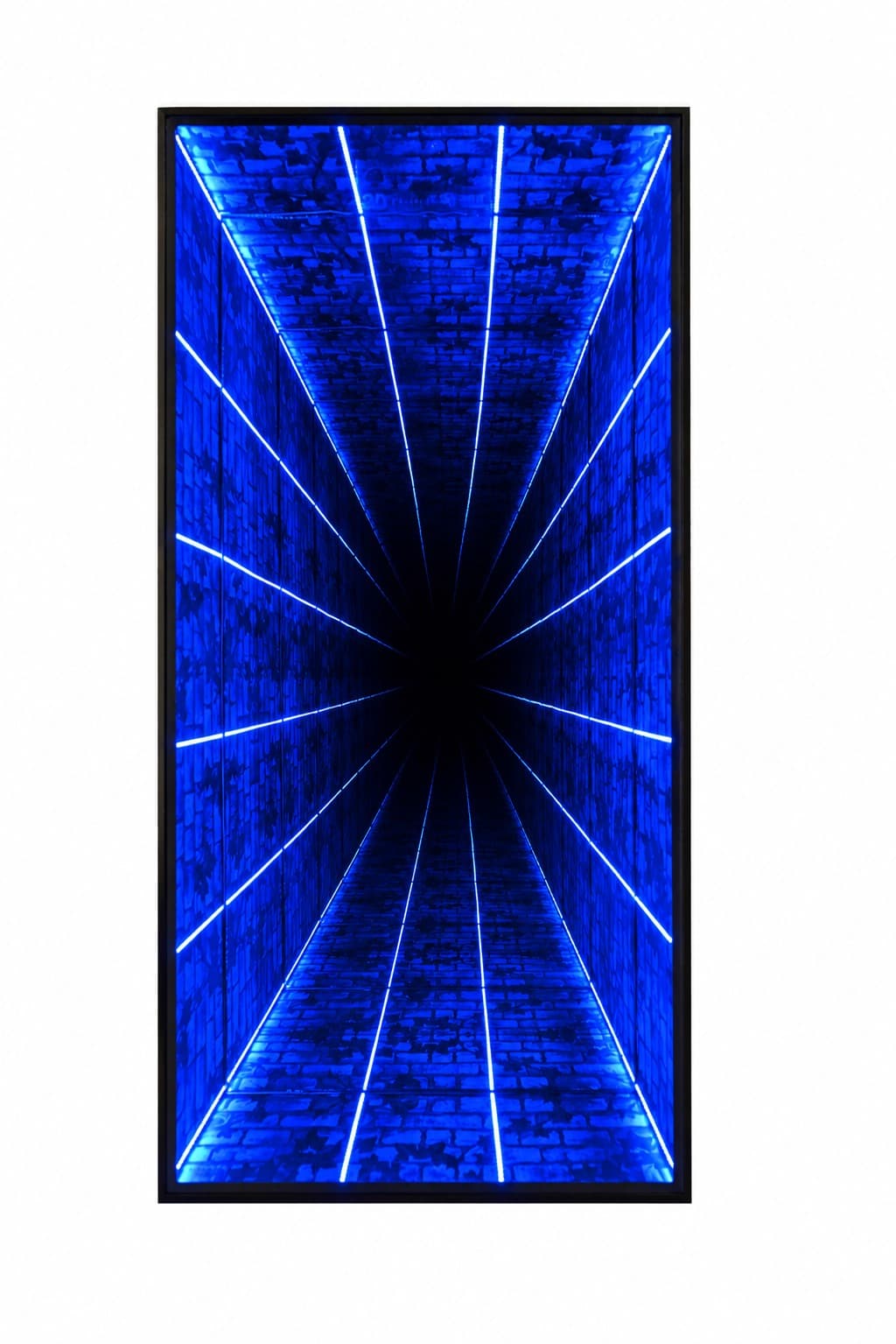 Modern 3D Tunnel Light Coffee Table 4x2 Ft Wooden LED Glass Top — alternate view